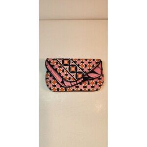 Vera Bradley Wallet Loves Me Retired Print Pink Navy Orange White Magnetic SEE